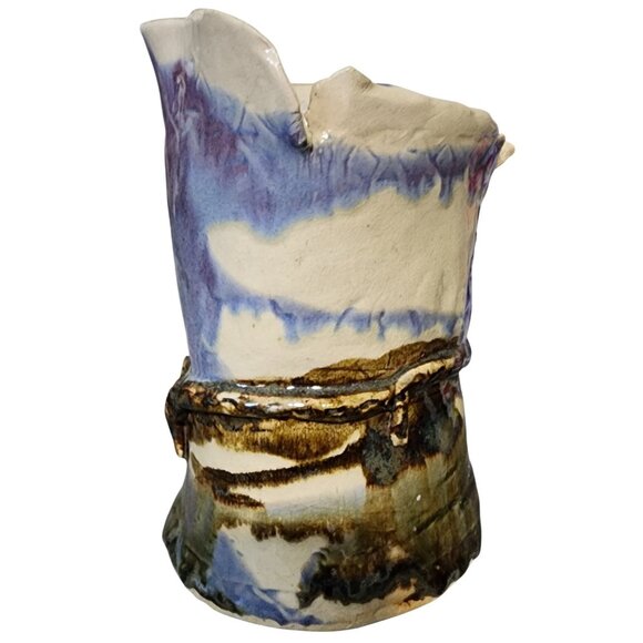 VTG 1983 Studio Art Pottery Dripped Glazed Ceramic Abstract Vase - Picture 4 of 8